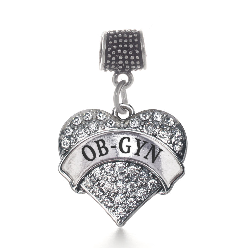 Silver Ob- Gyn Pave Heart Memory Charm