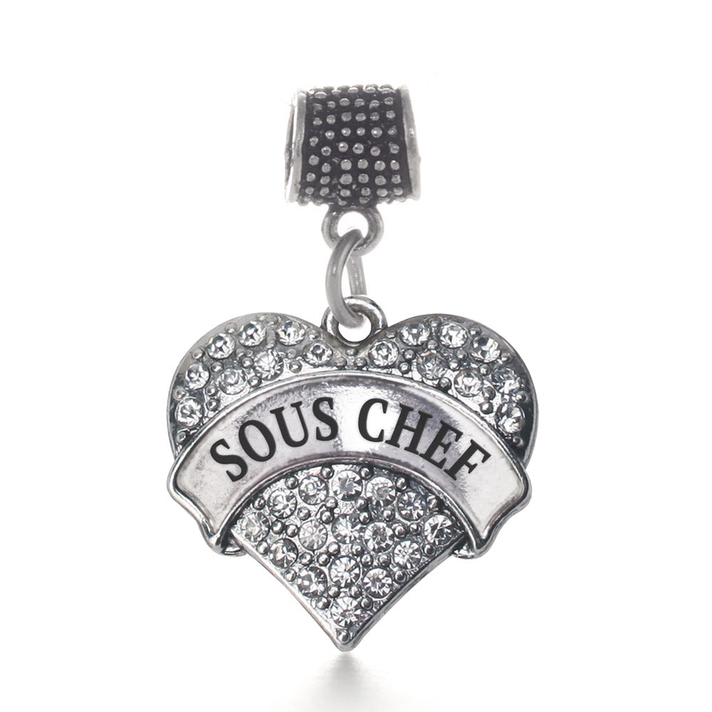 Silver Sous Chef Pave Heart Memory Charm