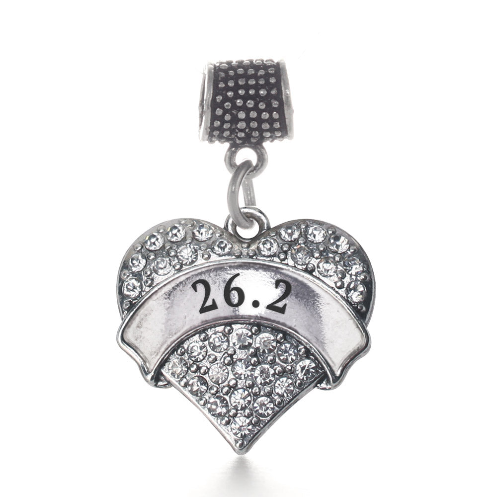 Silver 26.2 Runner Pave Heart Memory Charm