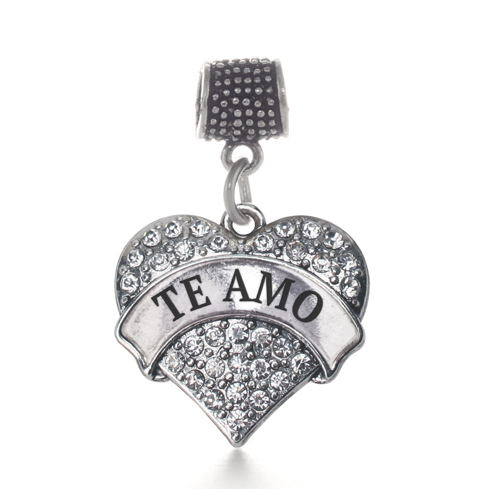 Silver Te Amo Pave Heart Memory Charm