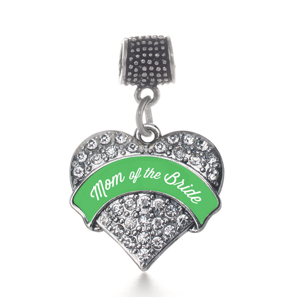 Silver Emerald Green Mom of the Bride Pave Heart Memory Charm
