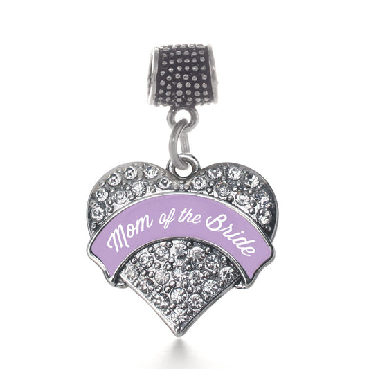 Silver Lavender Mom of the Bride Pave Heart Memory Charm