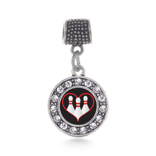 Silver I Heart Bowling Circle Memory Charm