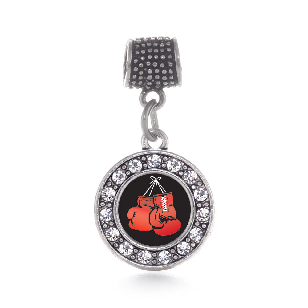 Silver I Love Boxing Circle Memory Charm
