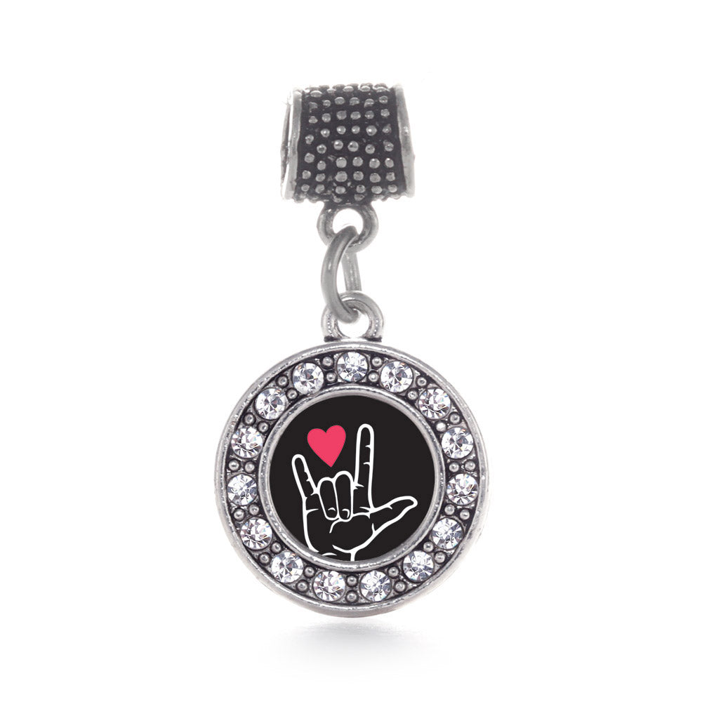 Silver I Love You Sign Language Interpreter Circle Memory Charm