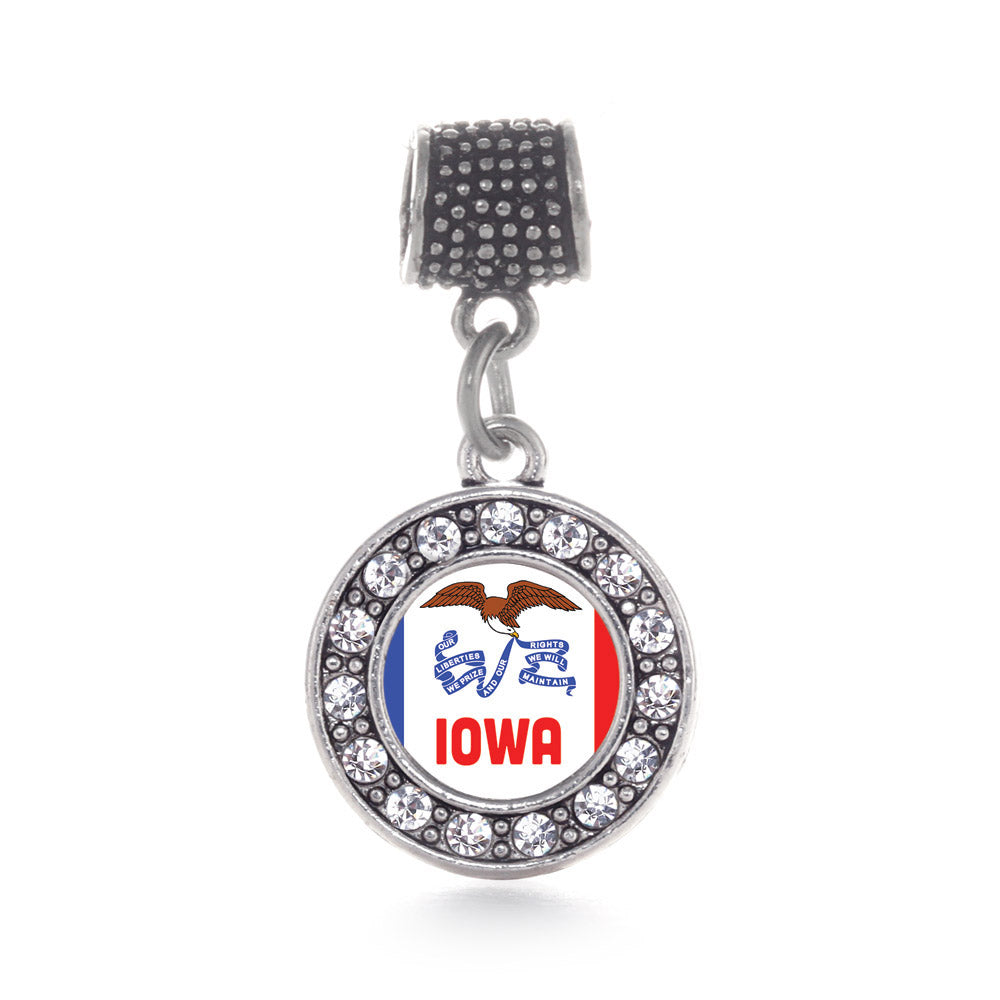 Silver Iowa Flag Circle Memory Charm
