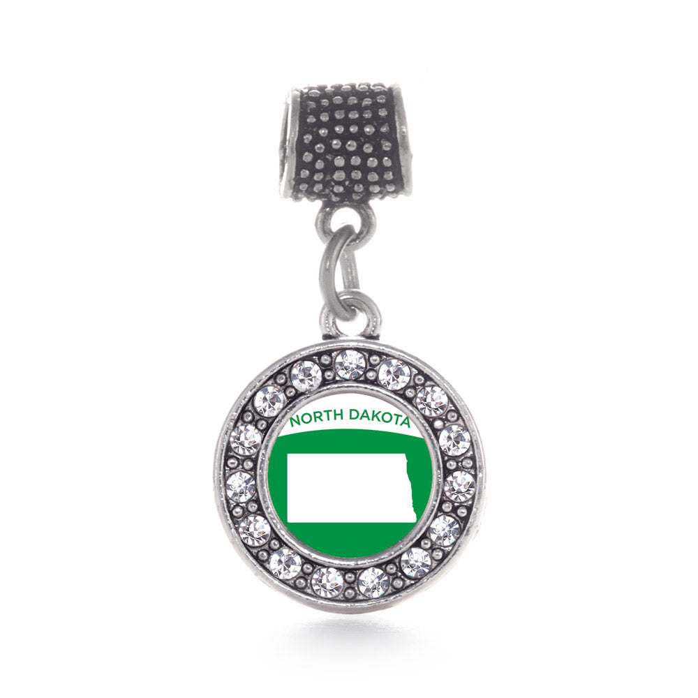 Silver North Dakota Outline Circle Memory Charm