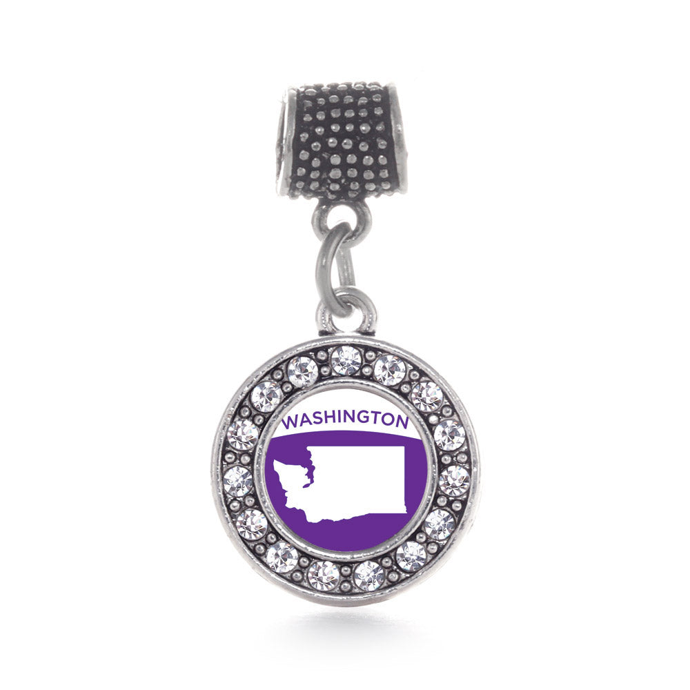 Silver Washington Outline Circle Memory Charm