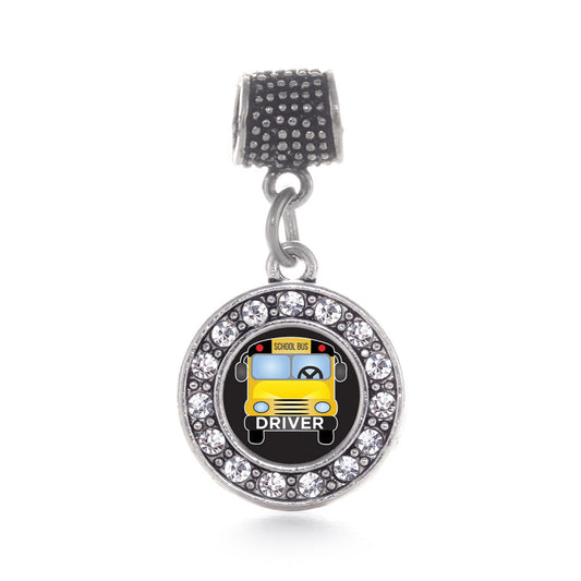 Silver School Bus Circle Memory Charm