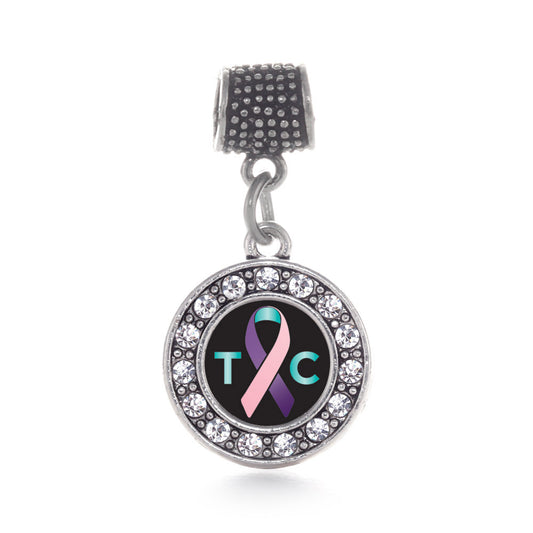 Silver Thyroid Cancer Support Circle Memory Charm