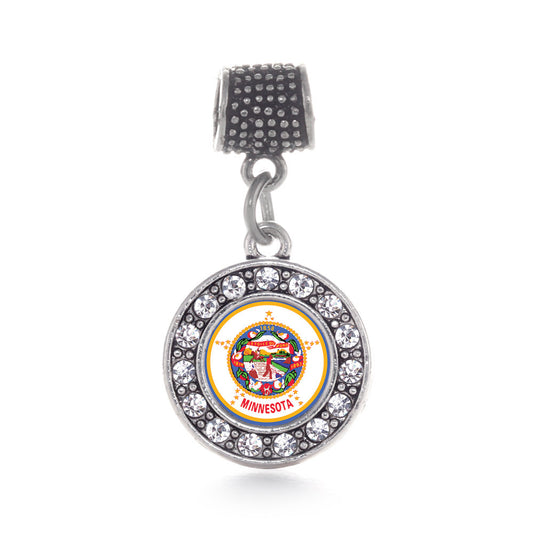 Silver Minnesota Flag Circle Memory Charm