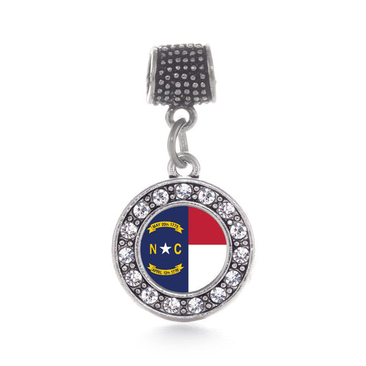 Silver North Carolina Flag Circle Memory Charm