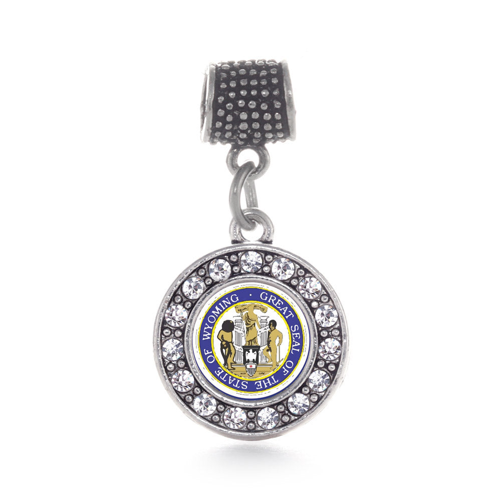 Silver Wyoming Flag Circle Memory Charm