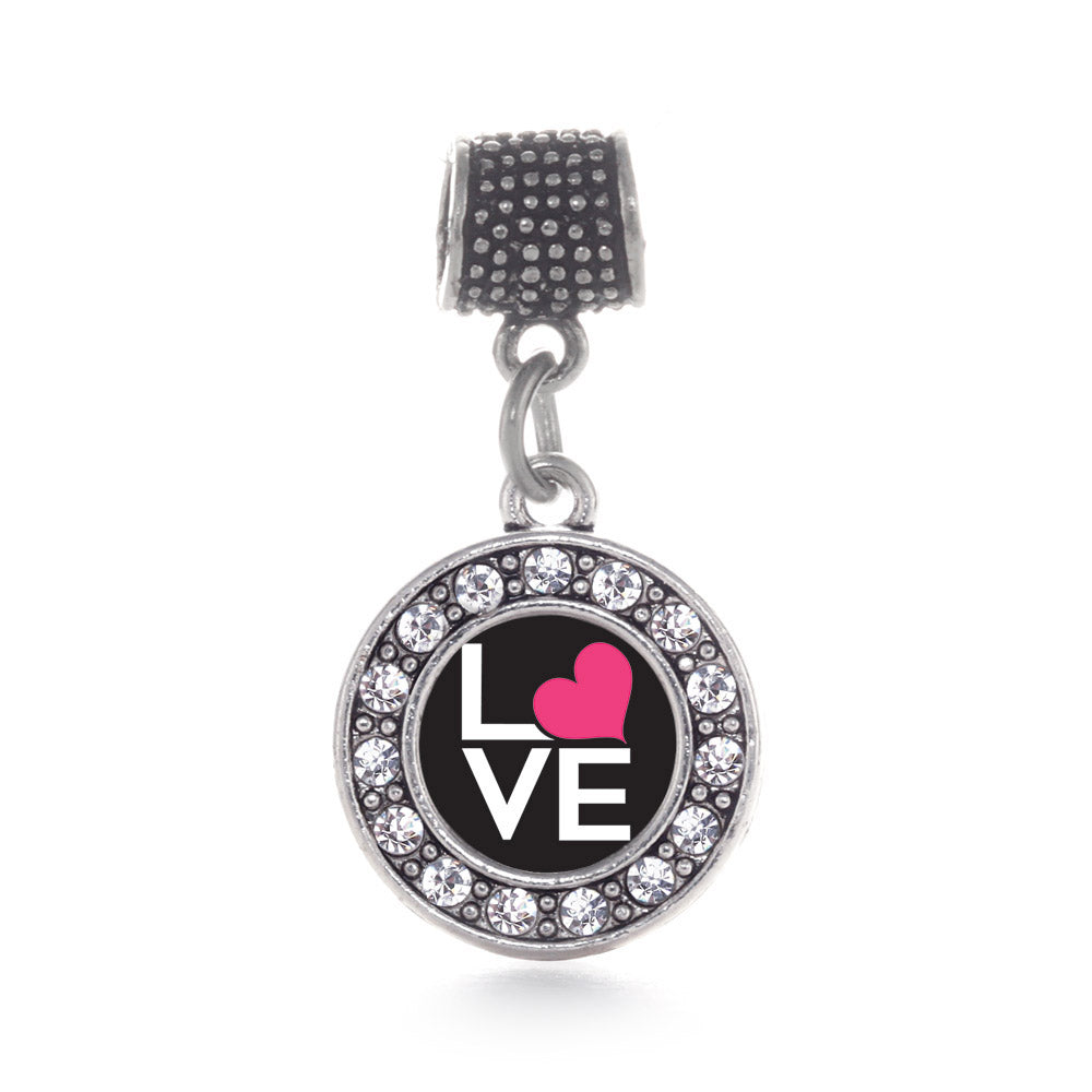 Silver Love Heart Circle Memory Charm
