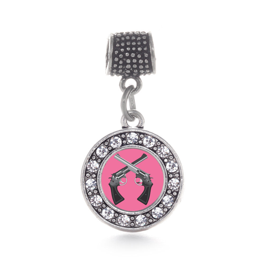 Silver Girls N' Guns Circle Memory Charm