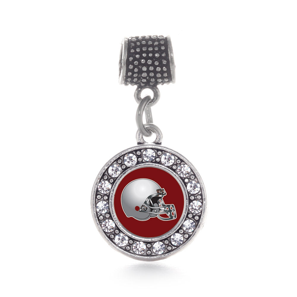 Silver Burgundy and Grey Team Helmet Circle Memory Charm