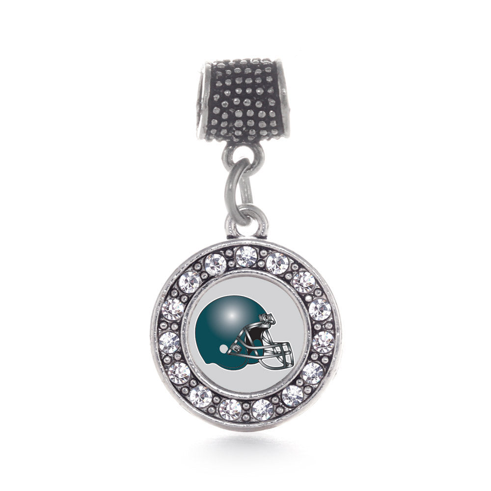 Silver Grey and Turquoise Team Helmet Circle Memory Charm