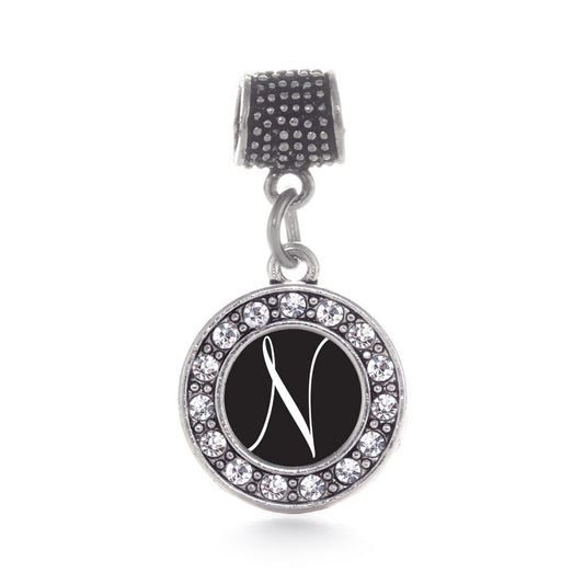 Silver My Script Initials - Letter N Circle Memory Charm