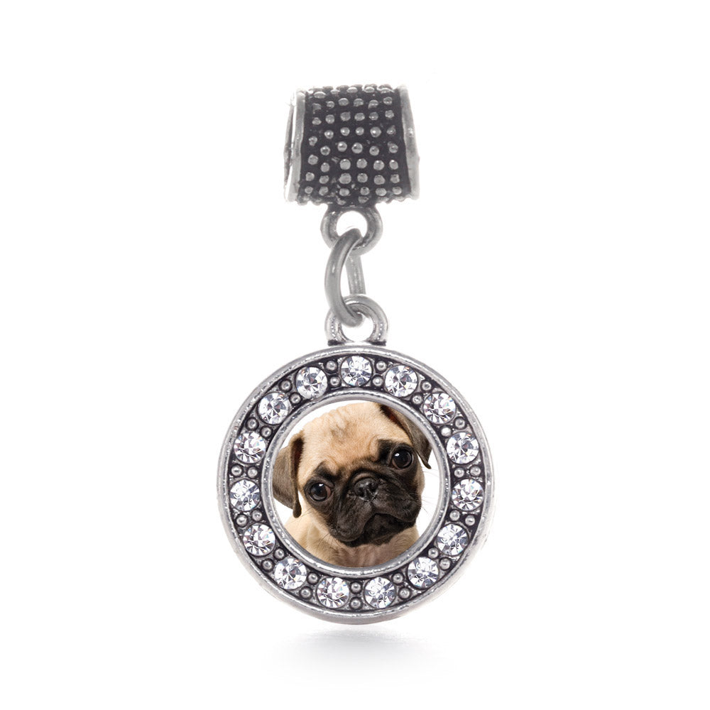 Silver Pug Circle Memory Charm