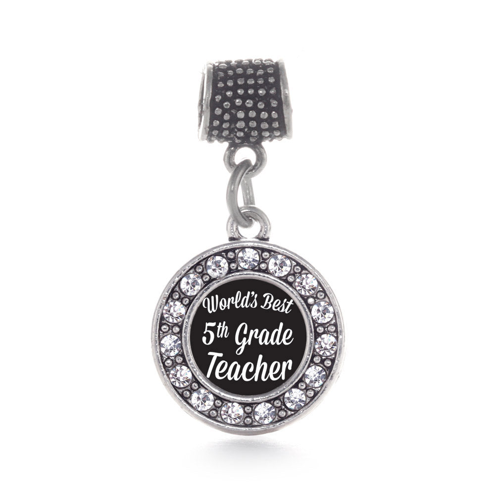 Silver World's Best 5th Grade Teacher Circle Memory Charm