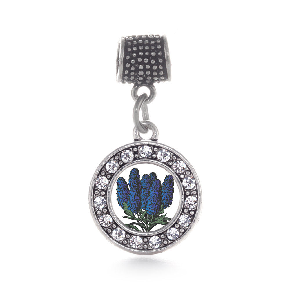 Silver Delphinium Flower Circle Memory Charm