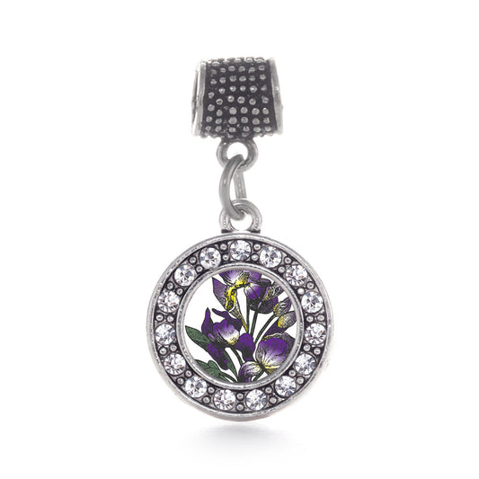 Silver Iris Flower Circle Memory Charm