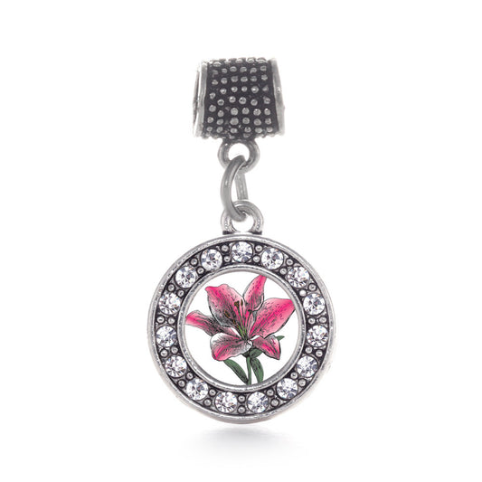 Silver Lily Flower Circle Memory Charm