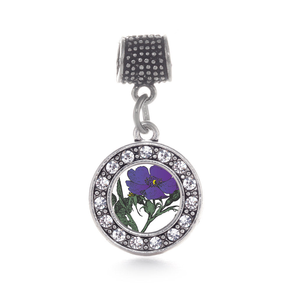Silver Violet Flower Circle Memory Charm
