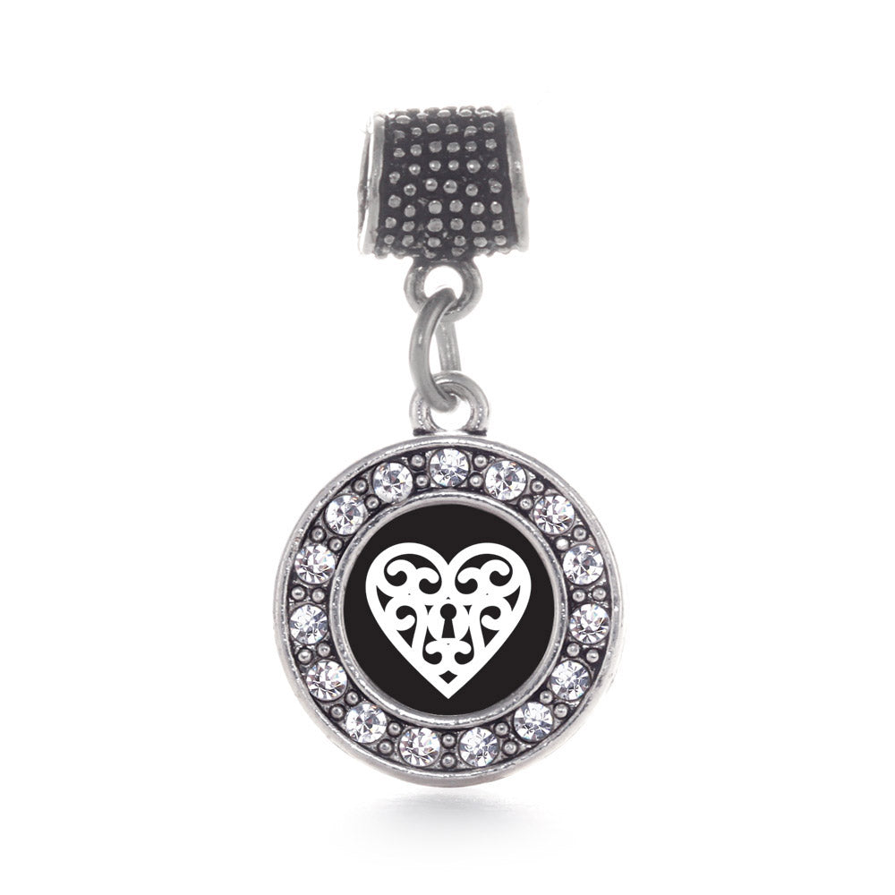 Silver Heart Shaped Lock Circle Memory Charm