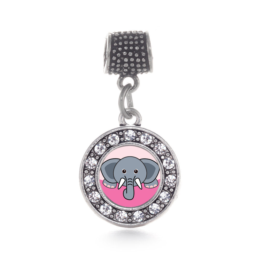 Silver Peeking Elephant Circle Memory Charm