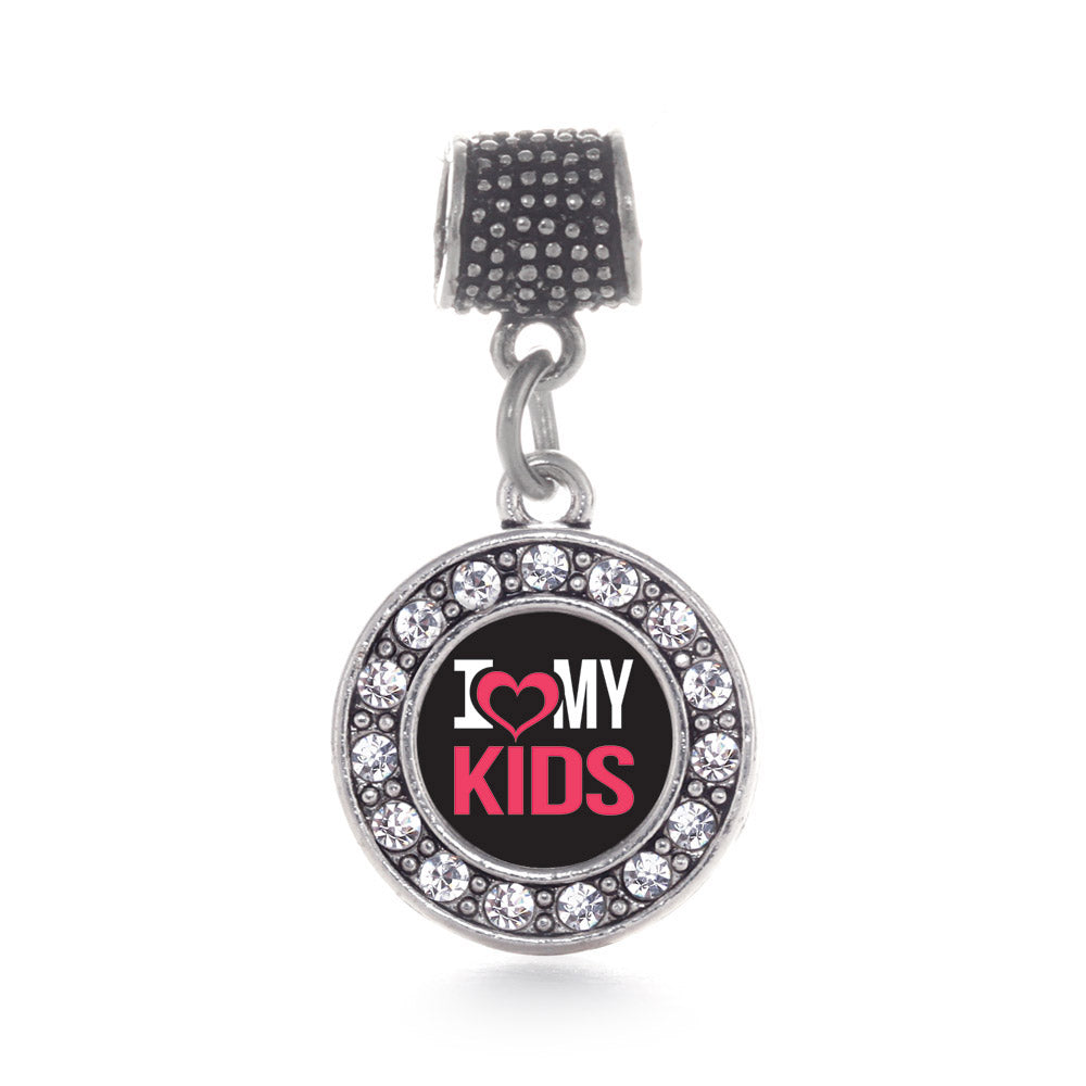 Silver I Love My Kids Circle Memory Charm
