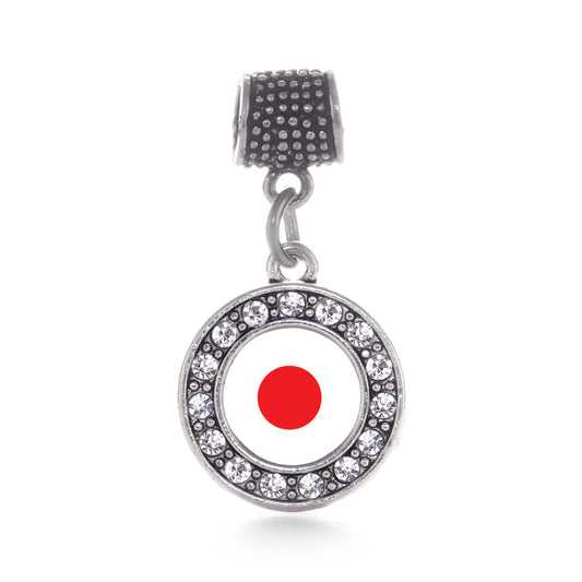 Silver Japan Flag Circle Memory Charm