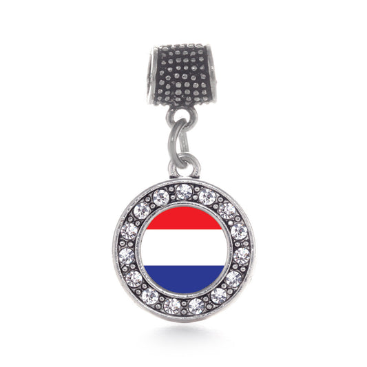 Silver Netherlands Flag Circle Memory Charm
