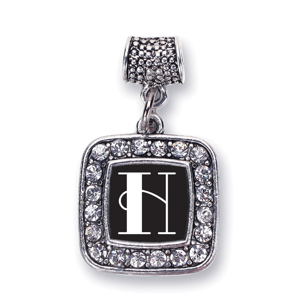 Silver My Vintage Initials - Letter H Square Memory Charm