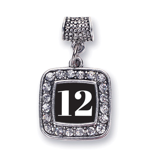 Silver Sport Number 12 Square Memory Charm
