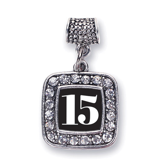 Silver Sport Number 15 Square Memory Charm
