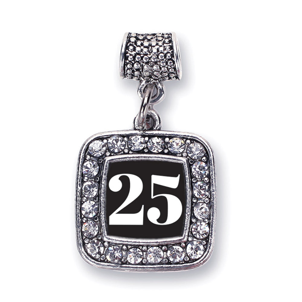 Silver Sport Number 25 Square Memory Charm