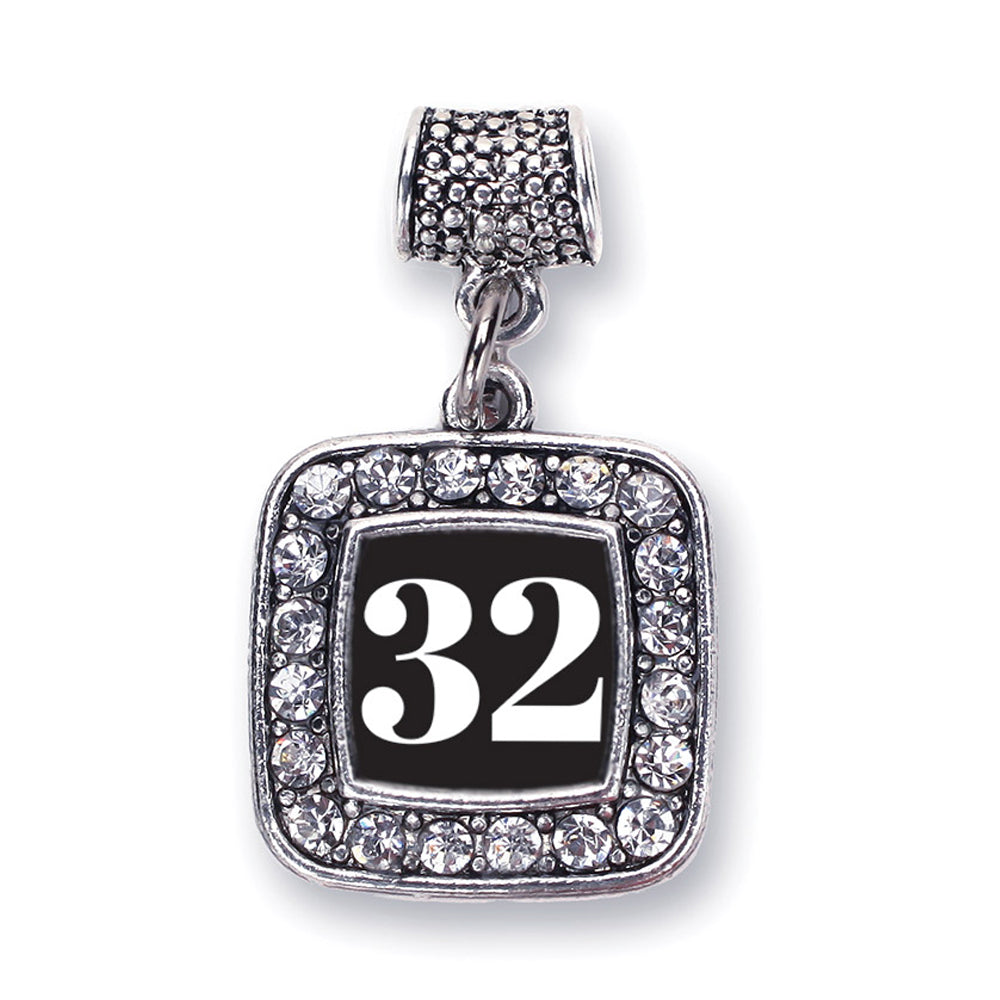 Silver Sport Number 32 Square Memory Charm