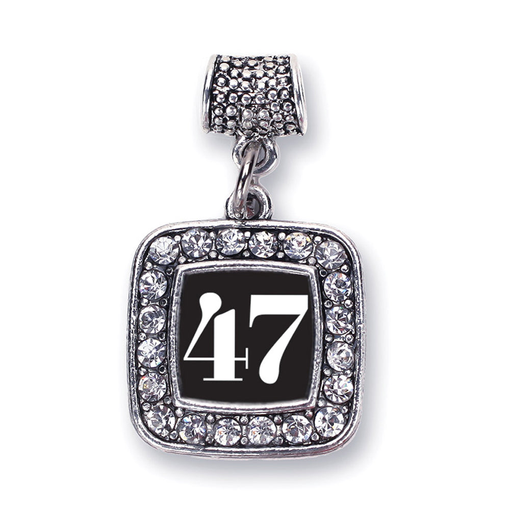 Silver Sport Number 47 Square Memory Charm