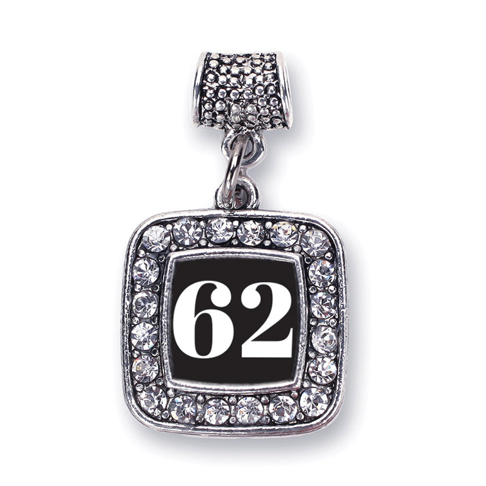 Silver Sport Number 62 Square Memory Charm