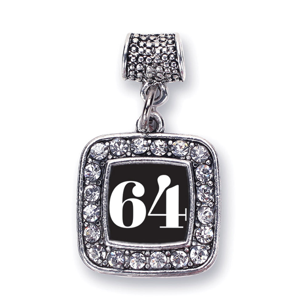 Silver Sport Number 64 Square Memory Charm