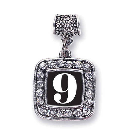 Silver Sport Number 9 Square Memory Charm