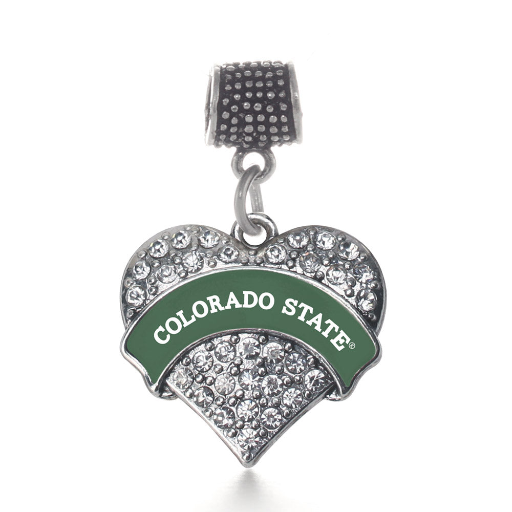 Silver Colorado State University [NCAA] Pave Heart Memory Charm