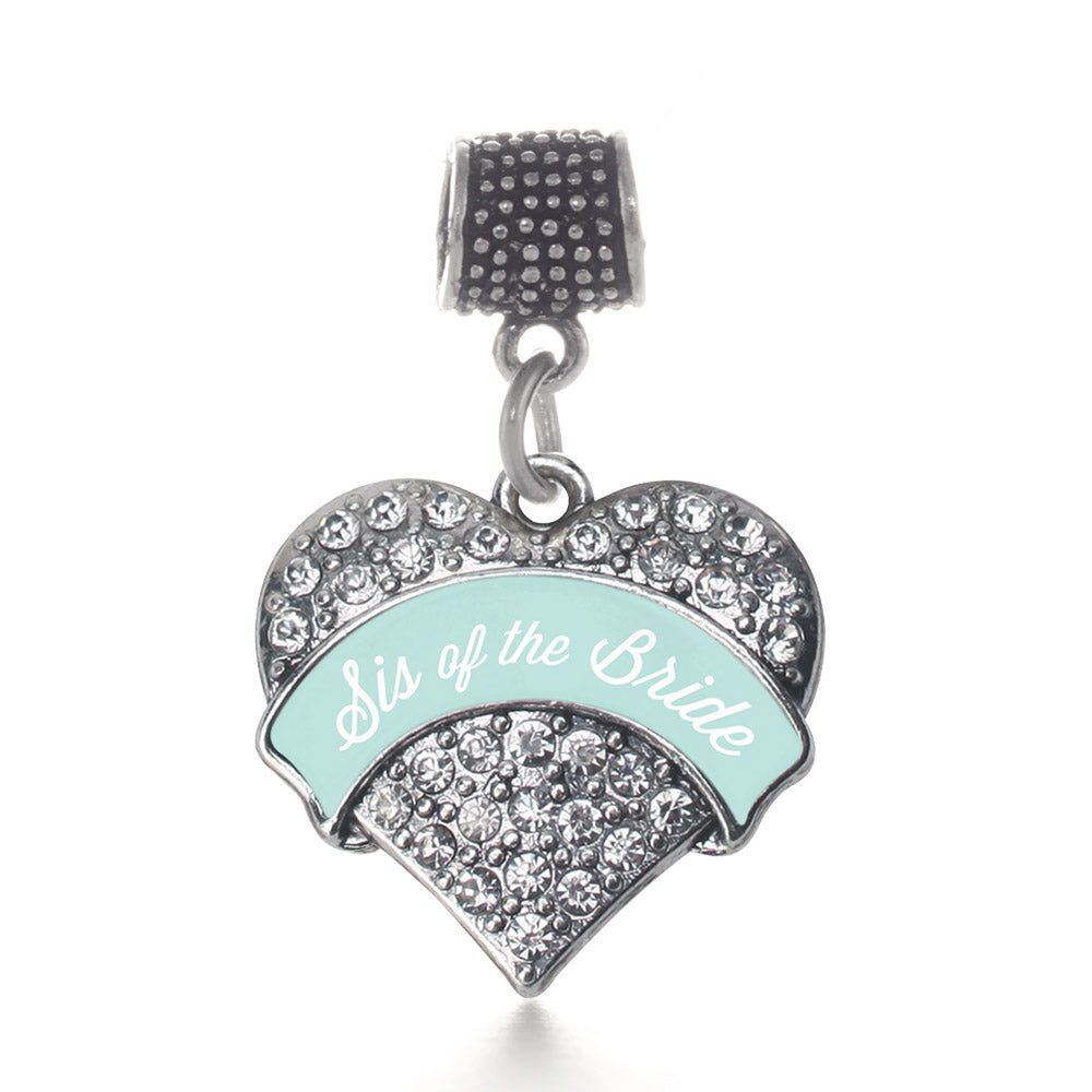 Silver Mint Sis of Bride Pave Heart Memory Charm