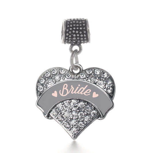 Silver Nude Bride Pave Heart Memory Charm