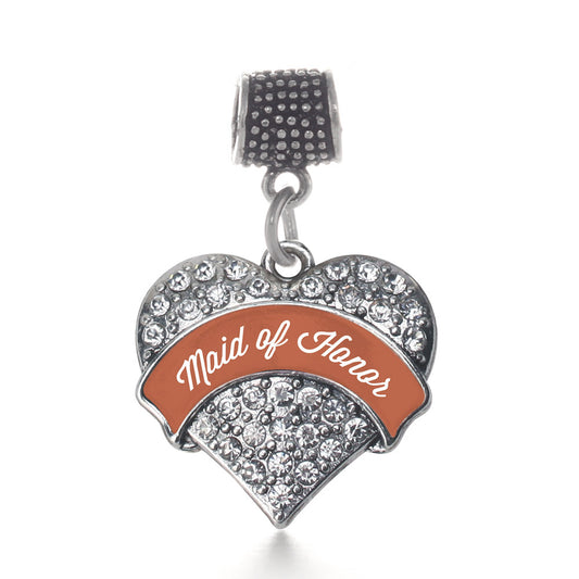 Silver Rust Maid of Honor Pave Heart Memory Charm