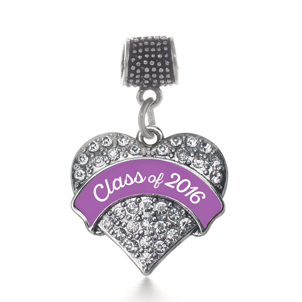 Silver Purple Class of 2016 Pave Heart Memory Charm