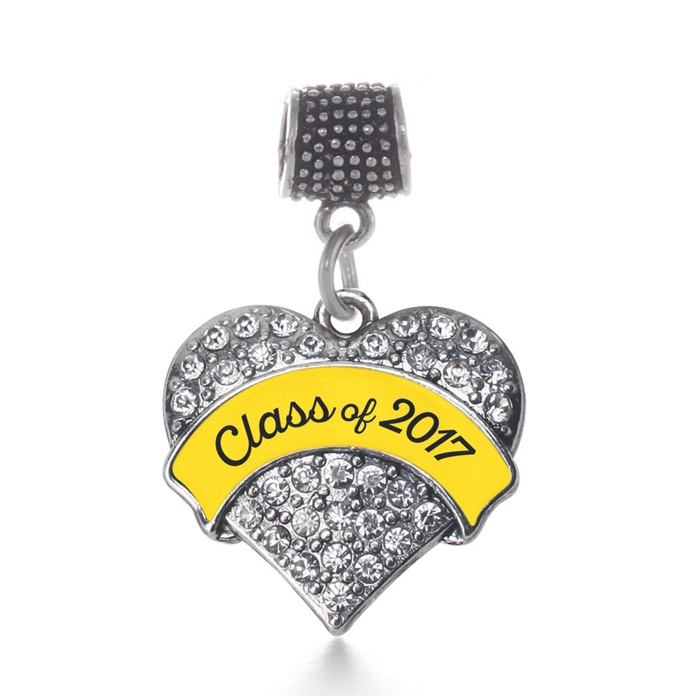 Silver Yellow Class of 2017 Pave Heart Memory Charm