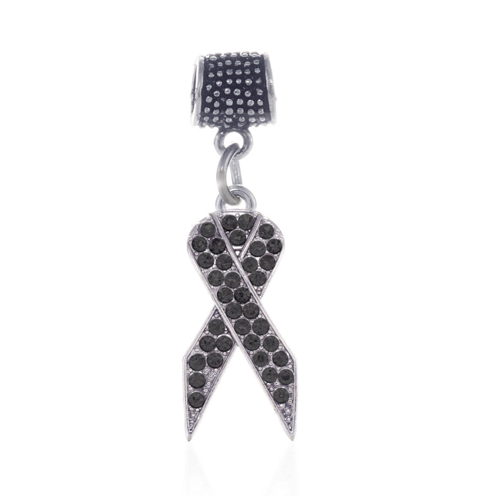 Silver Black Ribbon Memory Charm