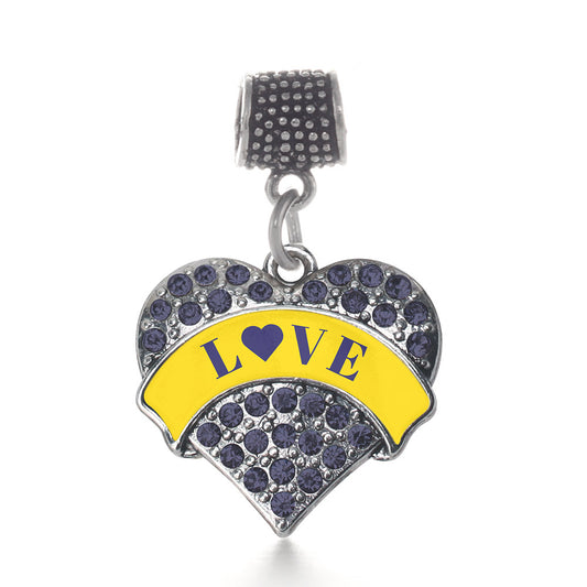 Silver Down Syndrome Awareness & Support Navy Blue Pave Heart Memory Charm